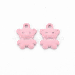 Spray Painted Alloy Charms, Cadmium Free & Lead Free, Bear, Flamingo, 14x10x2mm, Hole: 1.6mm(PALLOY-Q433-034H-RS)