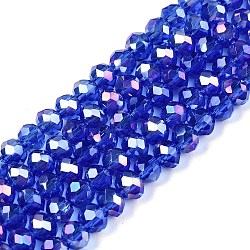 Electroplate Glass Beads Strands, AB Color Plated, Faceted, Rondelle, Blue, 4x3mm, Hole: 0.4mm, about 113~115pcs/strand, 16.14~16.34 inch(41~41.5cm)(EGLA-A044-T4mm-B31)