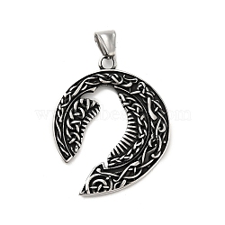 Viking 304 Stainless Steel Pendants, Raven, Antique Silver, 47x38x3mm, Hole: 7.5x4mm(STAS-P309-17AS)