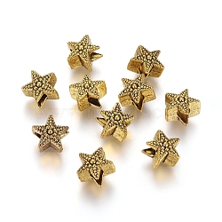 Alloy European Beads, Large Hole Beads, Star, Antique Golden, 11x11.5x8mm, Hole: 4mm(MPDL-L028-79AG)