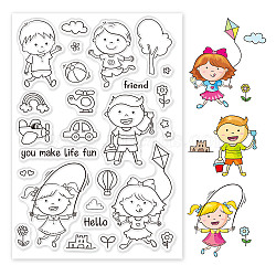 PVC Plastic Stamps, for DIY Scrapbooking, Photo Album Decorative, Cards Making, Stamp Sheets, Girl Pattern, 16x11x0.3cm(DIY-WH0167-56-562)