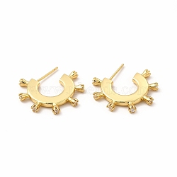 Rack Plating Brass Micro Pave Cubic Zirconia Stud Earrings for Women, Long-Lasting Plated, Lead Free & Cadmium Free, Real 18K Gold Plated, 19x23.5mm, Pin: 0.8mm(EJEW-H091-22G)