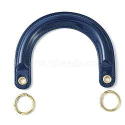 PU Leather Bag Handles, with Alloy Spring Gate Rings, for Bag Replacement Accessories, Arch, Marine Blue, 12.5x15.7x1.1cm, Hole: 8mm(DIY-H162-01G)