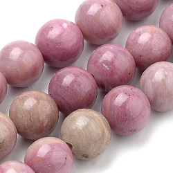 Natural Rhodonite Beads Strands, Round, 8mm, Hole: 1mm, about 47pcs/strand, 15.7 inch(X-G-S259-08-8mm)