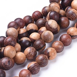 Wood Beads Strands, Round, Saddle Brown, 8mm, Hole: 1.2mm, about 50pcs/strand, 15.7 inch(40cm)(X-WOOD-F008-04-C)