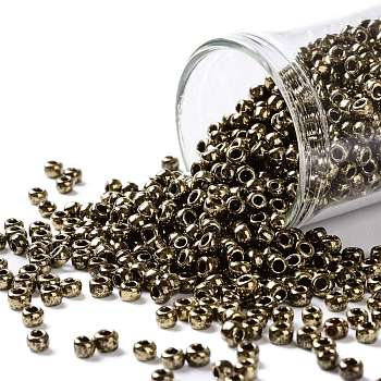 TOHO Round Seed Beads, Japanese Seed Beads, (1705) Gilded Marble Brown, 8/0, 3mm, Hole: 1mm, about 1110pcs/50g
