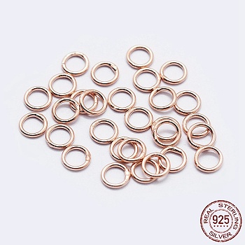 925 Sterling Silver Round Rings, Soldered Jump Rings, Closed Jump Rings, Rose Gold, 18 Gauge, 7x1mm, Inner Diameter: 5mm, about 60pcs/10g