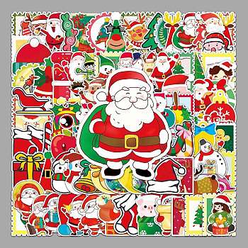100Pcs Christmas PVC Self Adhesive Stickers, Waterproof Decals for Water Bottle, Helmet, Luggage, Mixed Shapes, 55~85mm