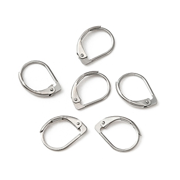 316 Surgical Stainless Steel Leverback Earring Findings, Stainless Steel Color, 13.5x10x1.5mm, Pin: 0.7mm