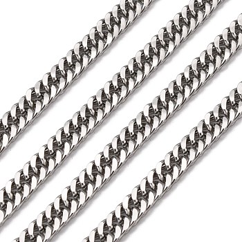 Men's Jewelry Making 304 Stainless Steel Double Link Curb Chains, Unwelded, Faceted, Stainless Steel Color, 8x5x1.2mm