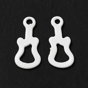 Spray Painted 201 Stainless Steel Charms, Guitar Charm, White, 14x6x0.5mm, Hole: 1.2mm