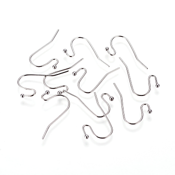 316 Surgical Stainless Steel Earring Hooks, Stainless Steel Color, 22x12x2mm, Pin: 0.7mm