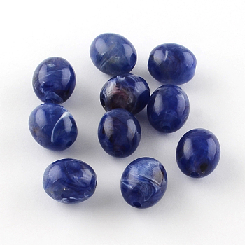 Oval Imitation Gemstone Acrylic Beads, Medium Blue, 15x13mm, Hole: 2.5mm, about 310pcs/500g