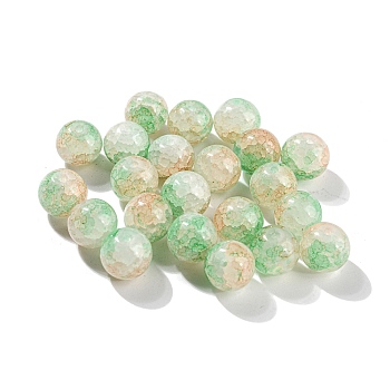 Transparent Spray Painting Crackle Glass Beads, Round, Spring Green, 10mm, Hole: 1.6mm, 200pcs/bag