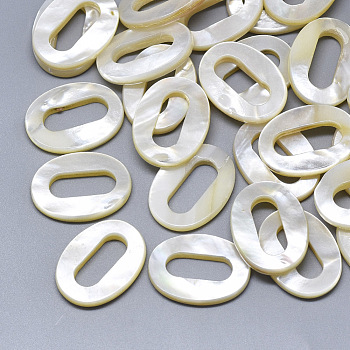 White Shell Linking Rings, Oval, Seashell Color, 27x20x4mm, Inner Diameter: 18x7mm