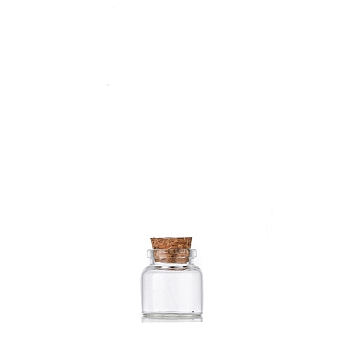 Glass Empty Wishing Bottle, with Cork Stopper, Column, Clear, 3x3cm, Capacity: 10ml(0.34fl. oz)