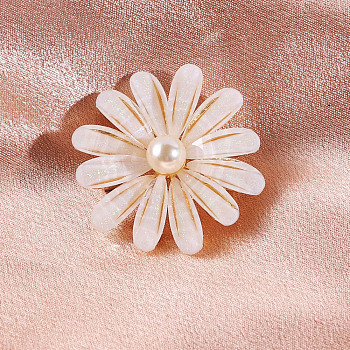 Exquisite Flower Alloy Brooch for Girl Women, Golden, 40mm