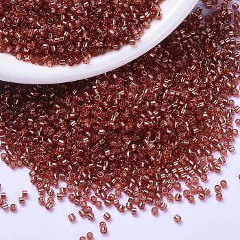 MIYUKI Delica Beads, Cylinder, Japanese Seed Beads, 11/0, (DB2152) Duracoat Silver Lined Dyed Light Watermelon, 1.3x1.6mm, Hole: 0.8mm, about 20000pcs/bag, 100g/bag