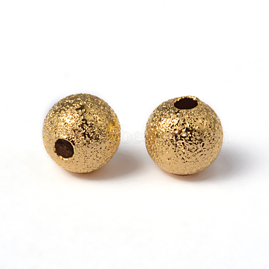 6mm Golden Color Brass Round Textured Beads(X-EC248-G)-2