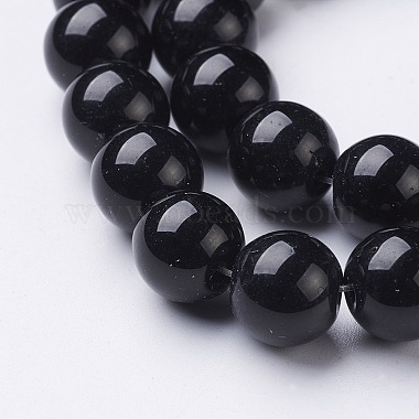 Verre noir perles rondes brins(X-GR12mm27Y)-2