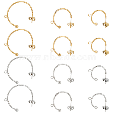 Golden & Stainless Steel Color Ring 304 Stainless Steel Stud Earring Findings