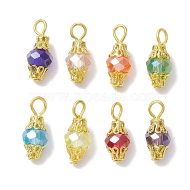 Golden Mixed Color Lantern Iron+Glass Pendants