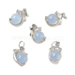Ocean Opalite Pendants, Brass Dolphin with Gems Ball Charms, Platinum, 19x12.5x9mm, Hole: 5.5x4mm(GG-CBAF4FB-03G)