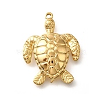 304 Stainless Steel Pendants, Ion Plating(IP), Sea Turtle Charm, Golden, 27x21x5mm, Hole: 1.4mm(STAS-C122-15A-G)
