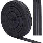 Flat Polyester Non-Slipped Elastic Cord, Silicone Gripper Elastic Band, Clothes Accessories, Black, 20mm(OCOR-GF0003-16A-01)
