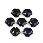 Handmade Porcelain Beads, Fancy Antique Glazed Porcelain, Shell Shape, Black, 25~27x27~29.5x10.5~12mm, Hole: 2mm(PORC-N009-01B)