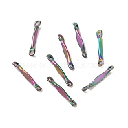 Ion Plating(IP) 304 Stainless Steel Connector Charms, Flat Bar Links, Rainbow Color, 13x2.5x1mm, Hole: 1.2mm(STAS-Q323-10MC)