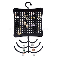 Plastic Wall Mounted Multi-purpose Jewelry Storage Hanging Rack, for Earrings, Keys, Necklaces Storage, Black, 24.5x19.6x0.35cm, Hole: 1x0.5cm and 0.75cm(EDIS-WH0029-91A)