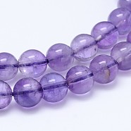 Natural Amethyst Round Bead Strands, Grade AB, 6mm, Hole: 0.8mm, about 64pcs/strand, 15.5 inch(G-M212-6mm-01A)