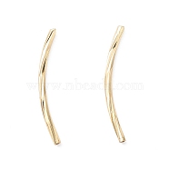 Rack Plating Brass Tube Beads, Fancy Cut Curved Beads, Long-Lasting Plated, Cadmium Free & Lead Free, Real 18K Gold Plated, 25x1.5mm, Hole: 0.8mm(KK-L155-42G)