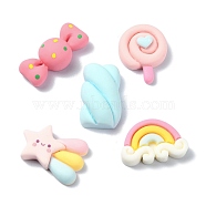 Dessert Theme Opaque Resin Decoden Cabochons, Imitation Food, Candy/Lollipop/Rainbow, Mixed Shapes, Mixed Color, 12~22.5x17.5~27x5.5~9mm(RESI-G088-03)