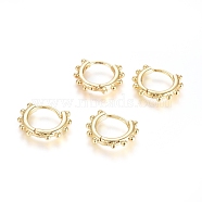 Brass Huggie Hoop Earrings, Long-Lasting Plated, Ring, Real 18K Gold Plated, 12 Gauge, 13.5x16.5x2mm, Pin: 1mm(EJEW-G275-03G)