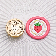 Golden Tone Round Wax Seal Brass Stamp Heads, for Wax Seal Stamp, Strawberry Series, Strawberry, 25x14mm, Inner Diameter: 7mm(AJEW-Z034-01G-08)