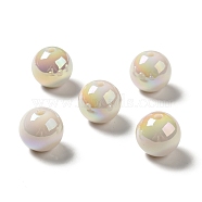 UV Plating Opaque Rainbow Iridescent Acrylic Beads, Round, Beige, 15~15.5x15.5~16mm, Hole: 2.7~2.8mm(MACR-D063-01A-05)