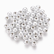 ABS Plastic Beads, Eco-Friendly Electroplated Beads, Round, Silver Plated, 4mm, Hole: 1.4mm, about 15000pcs/500g(KY-G007-4mm-S)
