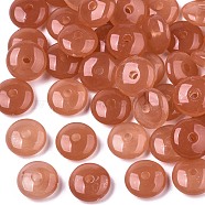 Acrylic Beads, Imitation Gemstone Style, Rondelle, Coral, 10x4mm, Hole: 2mm, about 1352pcs/338g(OACR-N007-06)