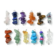 12Pcs 12 Styles Natural & Synthetic Mixed Gemstone Chip Links Connector Charms, with 304 Stainless Steel Double Loops, Stainless Steel Color, 25~30x7~12x5~7.5mm, Hole: 1.8~2.5mm, 1pc/style(PALLOY-JF02498-02)