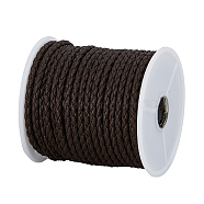 Round PU Leather Braided Cord, for Clothes, knitting Decor, Coconut Brown, 3mm, about 10.94 Yards(10m)/Roll(LC-WH0012-03A-02)