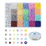 DIY Word Bracelet Making Kit, Including Glass Seed & Acrylic Letter & Polymer Clay Disc Beads, Elastic Thread, Mixed Color, 4448Pcs/box(DIY-YW0006-31)