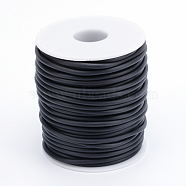 PVC Tubular Solid Synthetic Rubber Cord, Wrapped Around White Plastic Spool, No Hole, Black, 4mm, about 15m/roll(RCOR-R008-4mm-09)