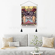Tarot Pattern Polycotton Wall Hanging Tapestry, Vertical Tapestry, with Wood Rod & Iron Traceless Nail & Cord, for Home Decoration, Rectangle, Colorful, 500x350mm(WICR-PW0001-29B)