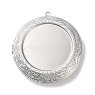 Rack Plating Brass Locket Pendant Cabochon Settings, Long-Lasting Plated, Lead Free & Cadmium Free, Flat Round with Rhombus Pattern, Platinum, 48x44.5x9.5mm, Hole: 1.8mm, Inner Diameter: 30mm(KK-F090-06P)