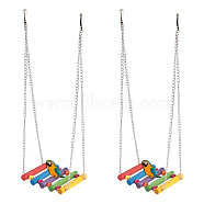 Wooden Pet Standing Poles, with Iron Clasp, Colorful, 400x100mm(AJEW-WH0126-73B)