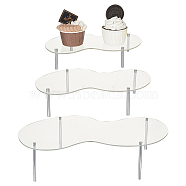 3 Sets 3 Styles Acrylic Cupcake Riser Holder, Acrylic Desserts Dispaly Stand with Stainless Steel Bar, Clear, 24.7~39.4x13~25x5~10cm, 1 set/style(ODIS-FG0001-71)