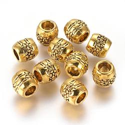 Alloy European Beads, Large Hole Beads, Round, Antique Golden, 9~9.5x8~8.5mm, Hole: 5mm(MPDL-L023-06AG)