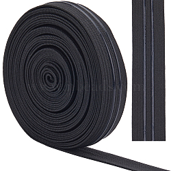 Flat Polyester Non-Slipped Elastic Cord, Silicone Gripper Elastic Band, Clothes Accessories, Black, 20mm(OCOR-GF0003-16A-01)